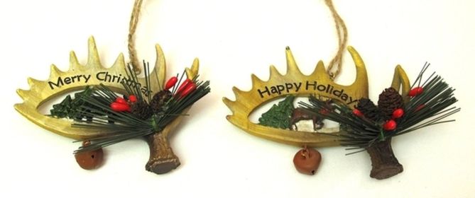 Resin Antler Ornaments Set of Two