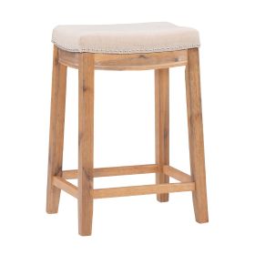 Claridge 26" Backless Indoor Counter Stool, Rustic Brown with Natural Linen Fabric, Includes 1 Stool