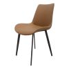 Brown PU Leather Dining Chair with Metal Legs, Modern Upholstered Chair Set of 4 for Kitchen, Restaurant, Living, Meeting Room