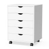 Sweetcrispy 5 Drawer Chest - Storage Cabinets Dressers Wood Dresser Cabinet with Wheels Mobile Organizer Drawers for Office