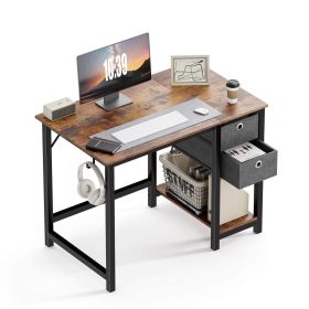 Modern Simple Style Home Office Writing Desk with 2-Tier Drawers Storage,Vintage Rustic,55IN