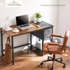 Modern Simple Style Home Office Writing Desk with 2-Tier Drawers Storage,Black Rustic,55IN