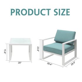 Factory Wholesale Aluminum Patio 2 Seater Green Couch Chair 3 Piece Sofa Set With End Side Table Outdoor