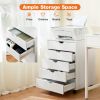 Sweetcrispy 5 Drawer Chest - Storage Cabinets Dressers Wood Dresser Cabinet with Wheels Mobile Organizer Drawers for Office