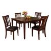 Set of 2 Side Chairs Dark Espresso Finish Solid wood Kitchen Dining Room Furniture Padded Leatherette Seat Unique back