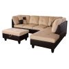 Beige and Brown Color Lint And PVC 3-Piece Couch Living Room Sofa Set B