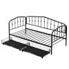 Twin Size Stylish Metal Daybed with 2 Drawers, Black