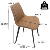 Brown PU Leather Dining Chair with Metal Legs, Modern Upholstered Chair Set of 4 for Kitchen, Restaurant, Living, Meeting Room