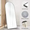 Floor Standing Mirror, Wall Mirror with Stand Aluminum Alloy Thin Frame,29''*70'',Black