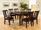 Set of 2 Side Chairs Dark Espresso Finish Solid wood Kitchen Dining Room Furniture Padded Leatherette Seat Unique back