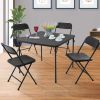 5 Piece Resin Card Table and Four Chairs Set, Black