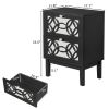 FCH 45*30*60cm MDF Spray Paint, Smoked Mirror, Two-Drawn Carving, Bedside Table, Black