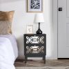 FCH 45*30*60cm MDF Spray Paint, Smoked Mirror, Two-Drawn Carving, Bedside Table, Black