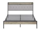 Bed frame with charging station full size,Grey, 87.8'' L x 61.8'' W x 39.2'' H.