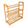 Bamboo Shoe Rack 4-Tier Entryway Shoe Shelf Storage Organizer for Home & Office Easy to Assemble Wood Color