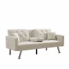 Multi-functional linen sofa bed-Beige