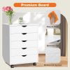 Sweetcrispy 5 Drawer Chest - Storage Cabinets Dressers Wood Dresser Cabinet with Wheels Mobile Organizer Drawers for Office