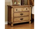 Cottage Style Weathered Elm 1pc Nightstand Ball Bearing Metal Glide USB Charger/Power Outlet In Night Stand Top Drawer Bedroom Bedside Table