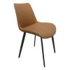 Brown PU Leather Dining Chair with Metal Legs, Modern Upholstered Chair Set of 4 for Kitchen, Restaurant, Living, Meeting Room