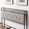 Bed frame with charging station full size,Grey, 87.8'' L x 61.8'' W x 39.2'' H.