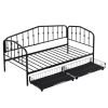 Twin Size Stylish Metal Daybed with 2 Drawers, Black