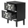 FCH 45*30*60cm MDF Spray Paint, Smoked Mirror, Two-Drawn Carving, Bedside Table, Black