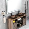 Golden Handmade Glass Rectangle Vessel Bathroom Sink in Brown and  with Faucet and Pop-Up Drain in Matte Black