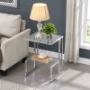 Silver Chrome Side Table, 2-Tier Acrylic Glass End Table for Living Room&Bedroom