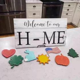 Christmas Wooden Decorative Doorplate Welcome HOME Doorplate Country Scene