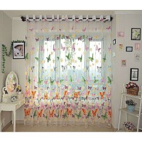 Window Sheer Curtains Panel, Brazilian Butterflies