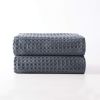 Waffle Bath Towels - Dark Grey Color - Set of 2