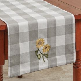 Wicklow Check Sunflower Embroidered Table Runner 13X54