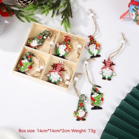 Christmas Painted Wooden Pendant Santa Claus Gift Tree 12 Pack Boxed Decorations (Option: Christmas Pendant A)