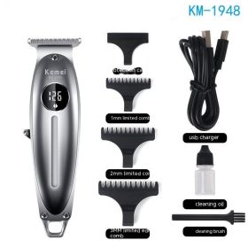 Aluminum Alloy Body With LCD Panel Hair Clipper KM-1948 (Color: Silver)