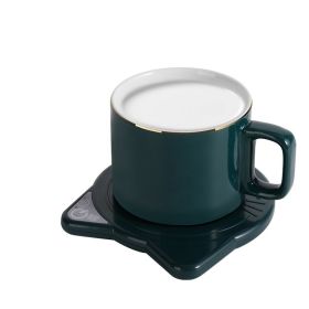 Thermal Cup Pad Intelligent Automatic Heating Mat Hot Milk Coffee Insulation (Option: Cat Dark Green Suit-USB)