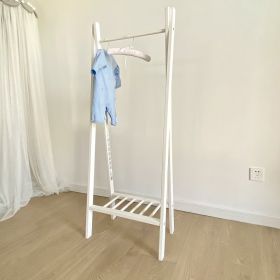 Children's Solid Wood Hangers Household Drying Racks Floor-to-ceiling (Color: White)