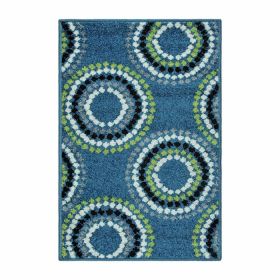 Burgess Geometric Circles Indoor Area Rug Or Door Mat Or Runner (Color: Blue, size: 6'x9')