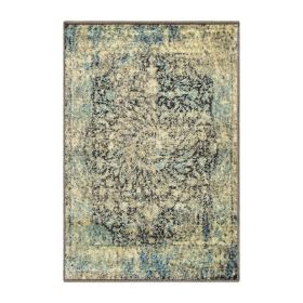 Zelda Vintage Oriental Distressed Medallion Indoor Area Rug or Runner (Color: Blue, size: 4'x6')