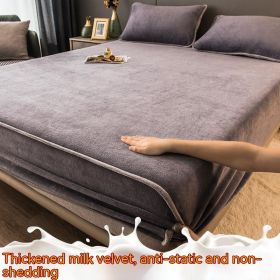 Fleece-lined Sheet Set Dust Cover (Option: 120x200cm-Thickened milk velvet grey)