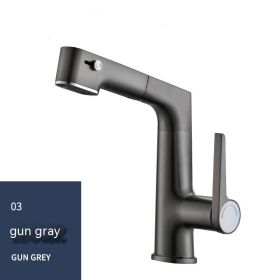 Copper Pull Lifting Rotary Splash Proof Water Faucet (Option: Gun Gray)