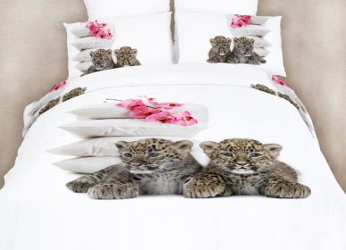 Queen Size Duvet Cover Sheets Set, Baby Leopards (size: Queen)