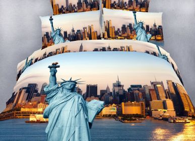 King Size Duvet Cover Sheets Set, Statue of Liberty (size: King)