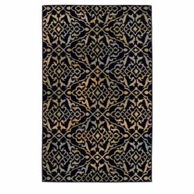 Corbin Damask Indoor Area Rug Or Runner Rug (Color: Black, size: 8'x10')