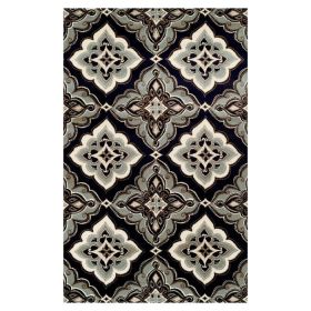 Crawford Modern Medallion Indoor Area Rug or Runner Rug Or Door Mat (Color: Black, size: 8'x10')