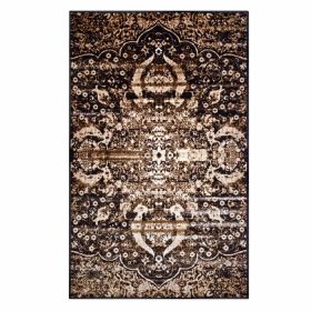 Oswell Medallion Indoor Washable Area Rug (Color: Chocolate, size: 8'x10')