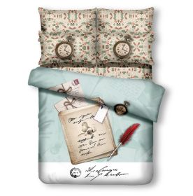 Queen Size 6 Piece Duvet Cover Sheets Set, Clocks (size: Queen)