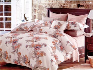 King Size 6 Piece Duvet Cover Sheets Set, Abloom (size: King)