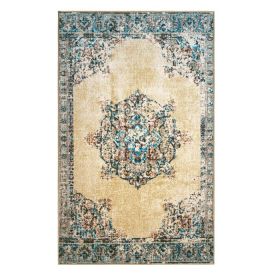 Decklan Floral Medallion Indoor Area Rug or Runner Rug (Color: Cream, size: 10'x14')