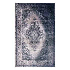 Eldwin Oriental Distressed Medallion Non-Slip Indoor Washable Area Rug (Color: Gray, size: 8'x10')