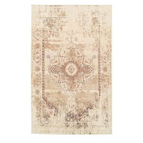 Jaxon Heavily Distressed Medallion Area Rug (Color: Cream, size: 8'x10')